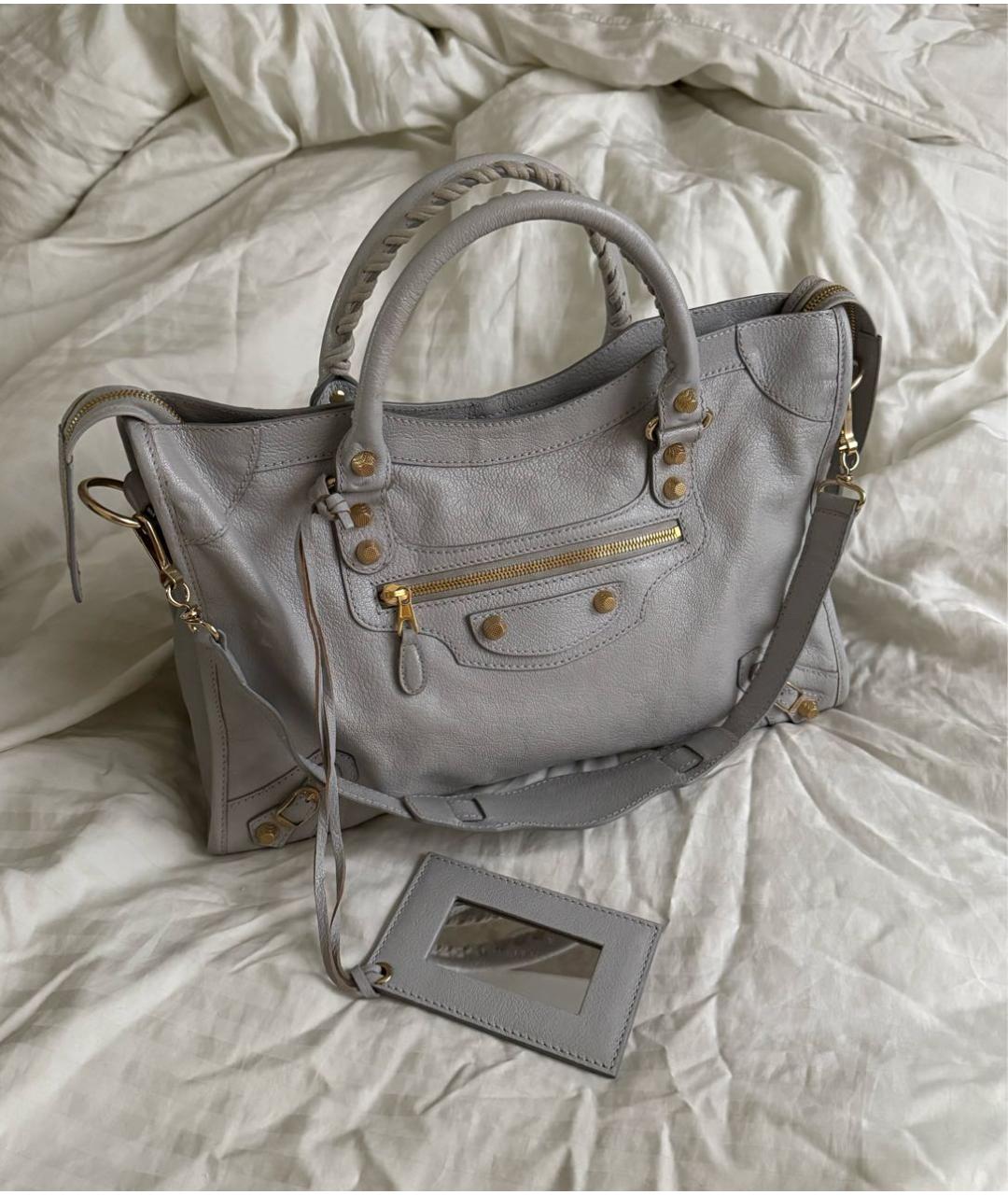 BALENCIAGA Серая кожаная сумка с короткими ручками, фото 9