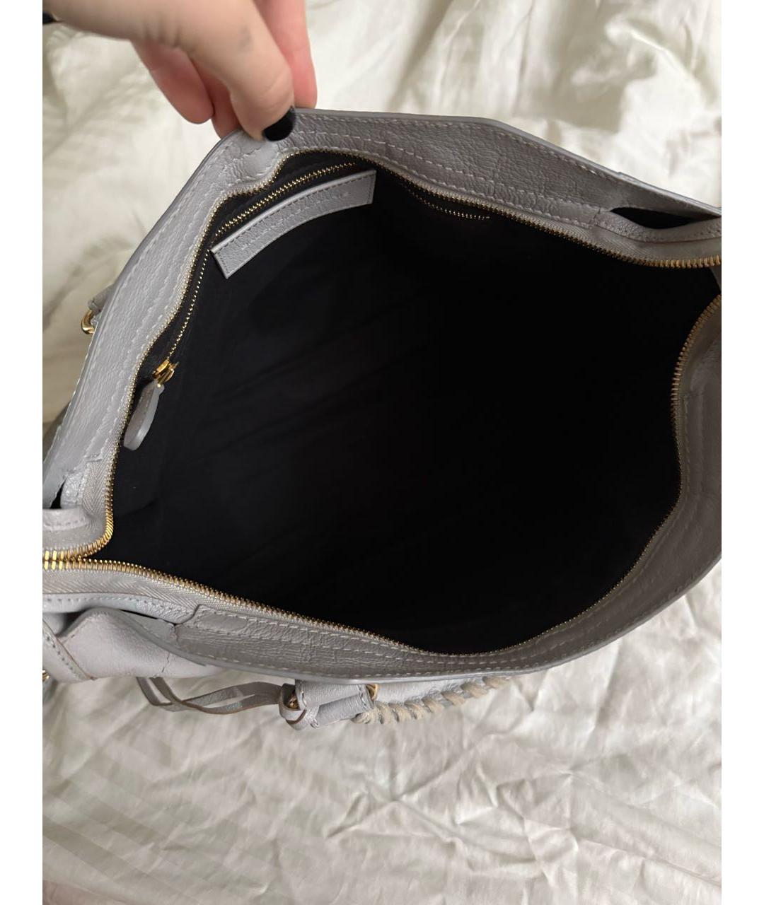 BALENCIAGA Серая кожаная сумка с короткими ручками, фото 5