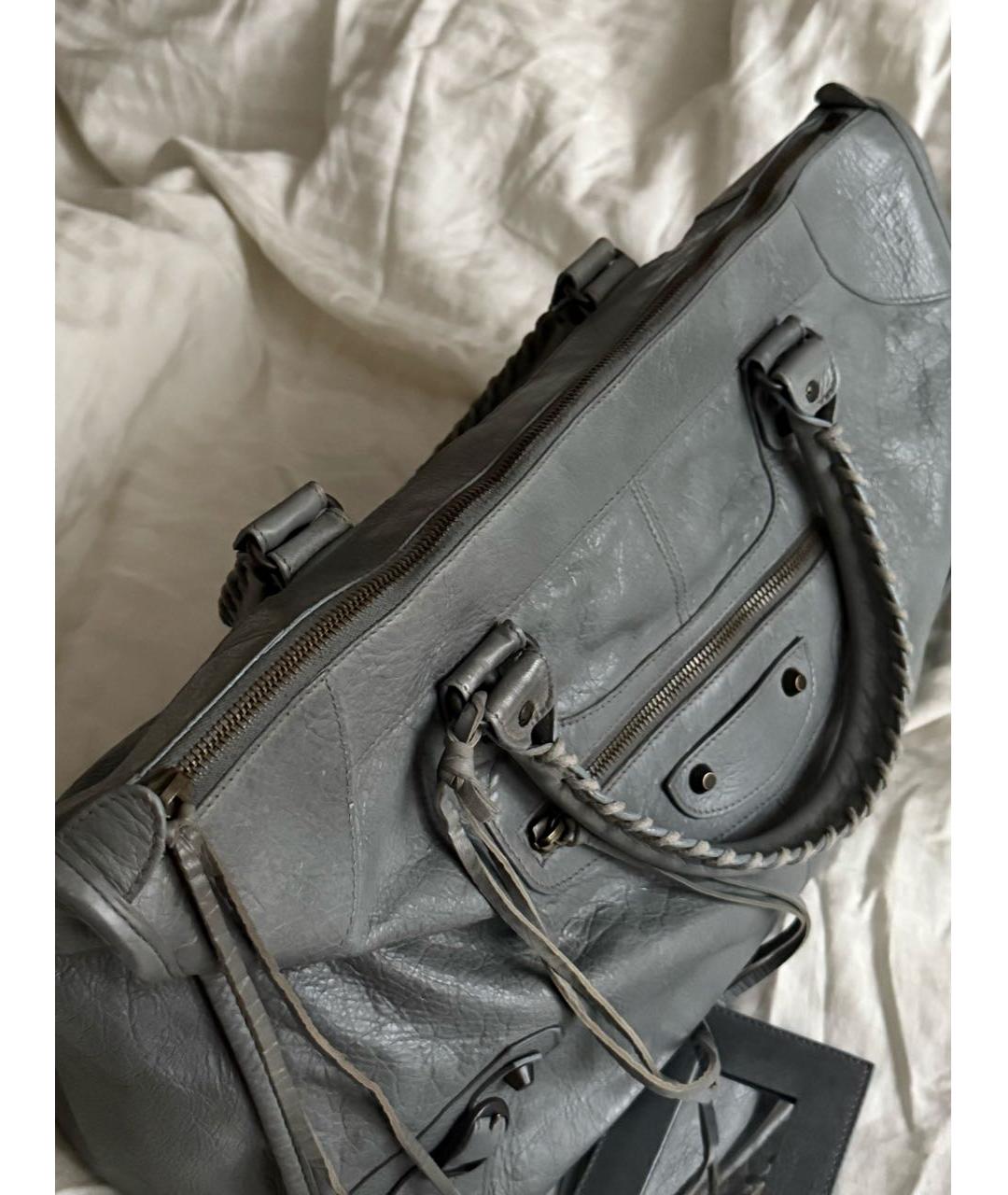 BALENCIAGA Серая кожаная сумка с короткими ручками, фото 6