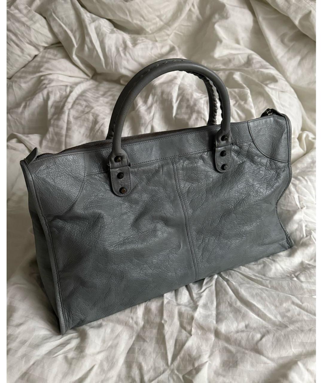 BALENCIAGA Серая кожаная сумка с короткими ручками, фото 2