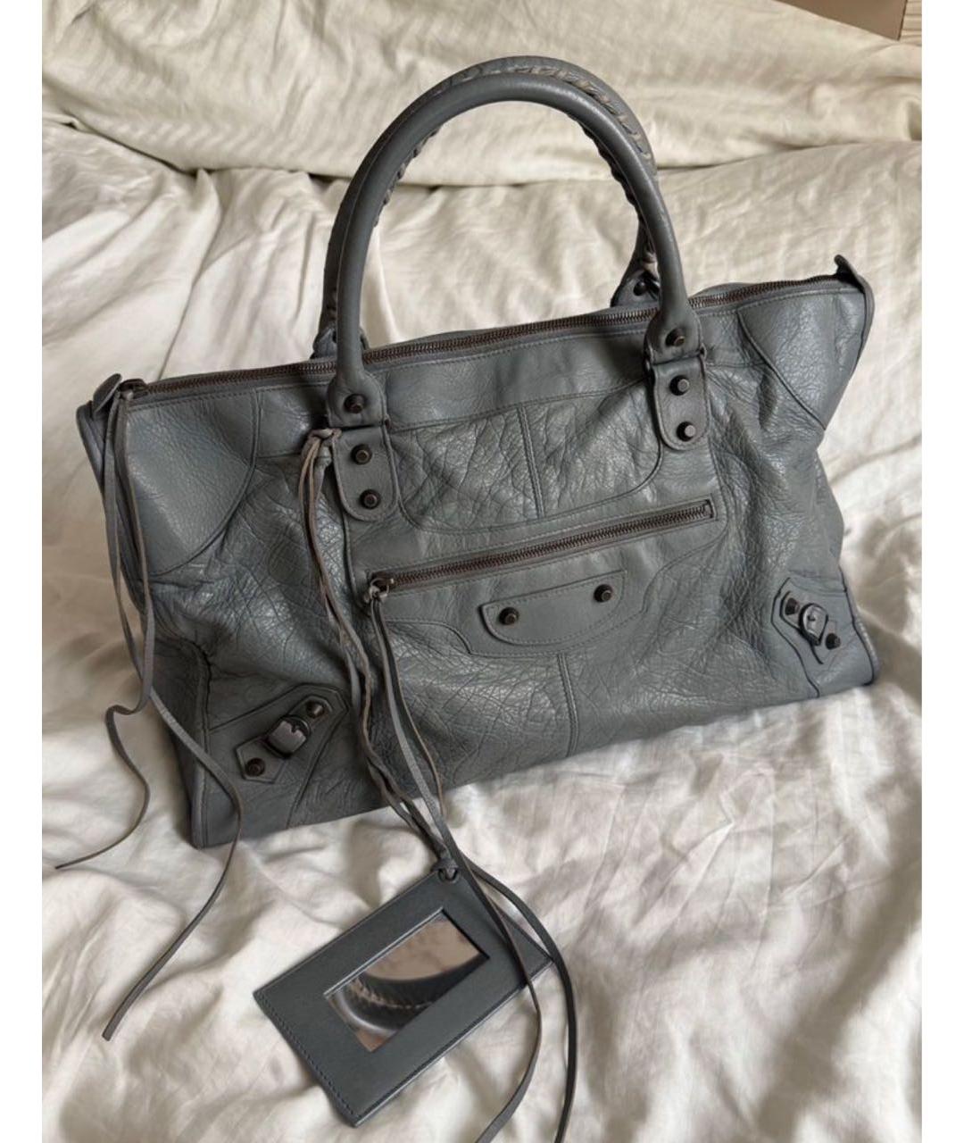 BALENCIAGA Серая кожаная сумка с короткими ручками, фото 9