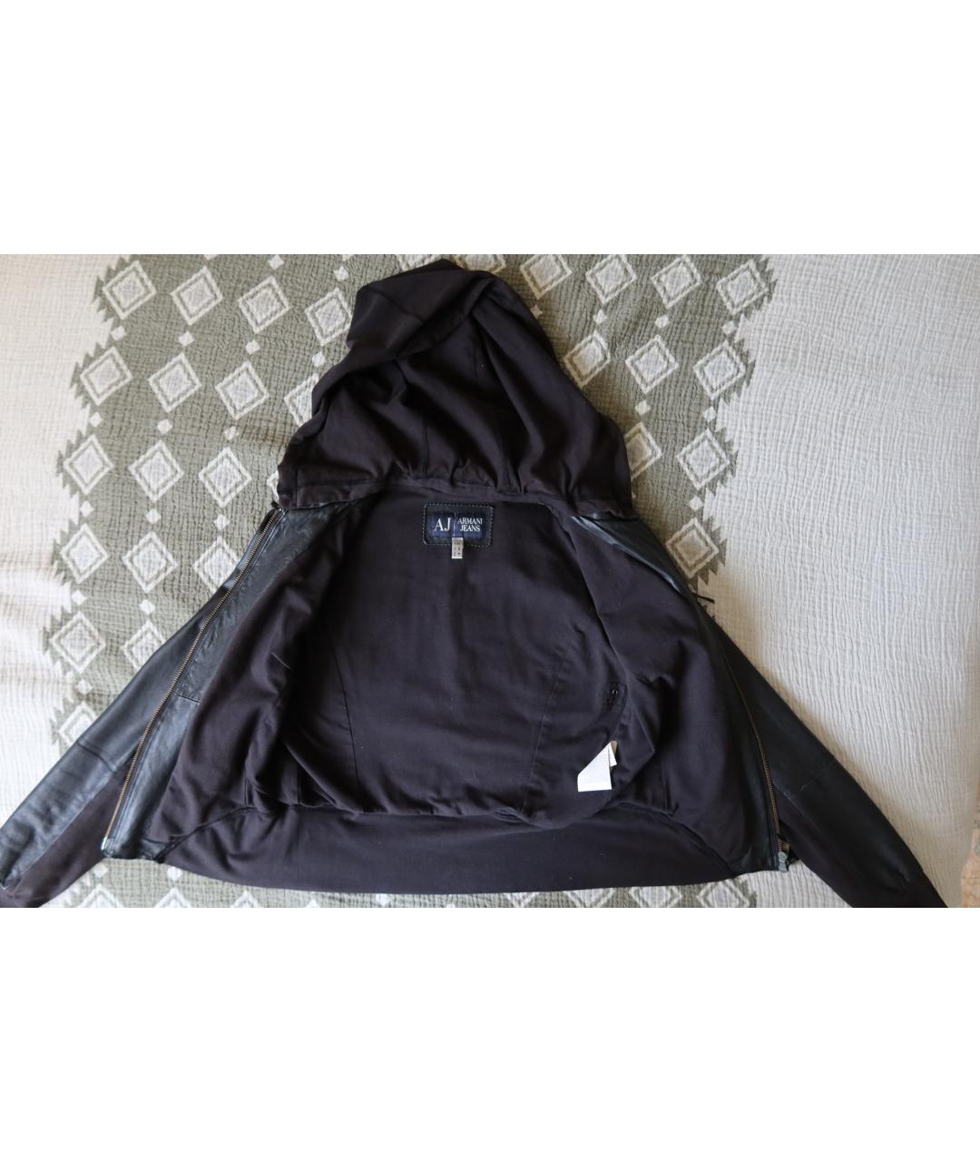 ARMANI JEANS Черная кожаная куртка, фото 8