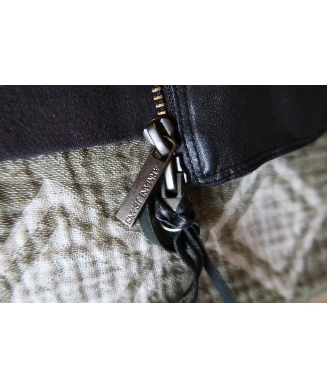 ARMANI JEANS Черная кожаная куртка, фото 7