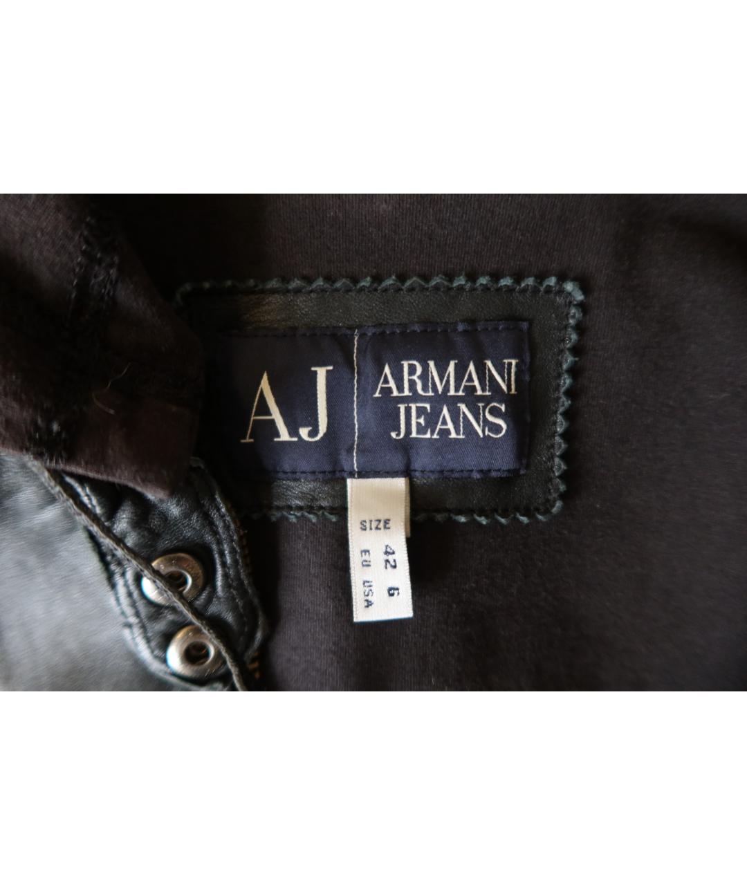 ARMANI JEANS Черная кожаная куртка, фото 5