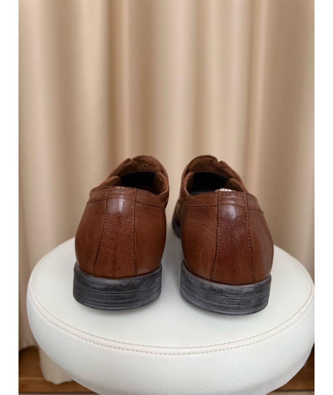 OFFICINE CREATIVE Коричневые кожаные низкие ботинки, фото 4