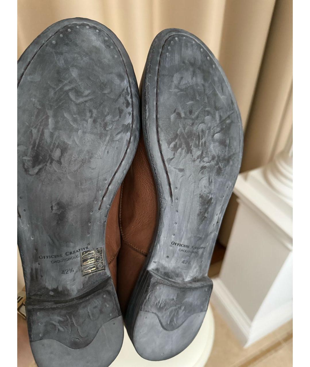 OFFICINE CREATIVE Коричневые кожаные низкие ботинки, фото 7