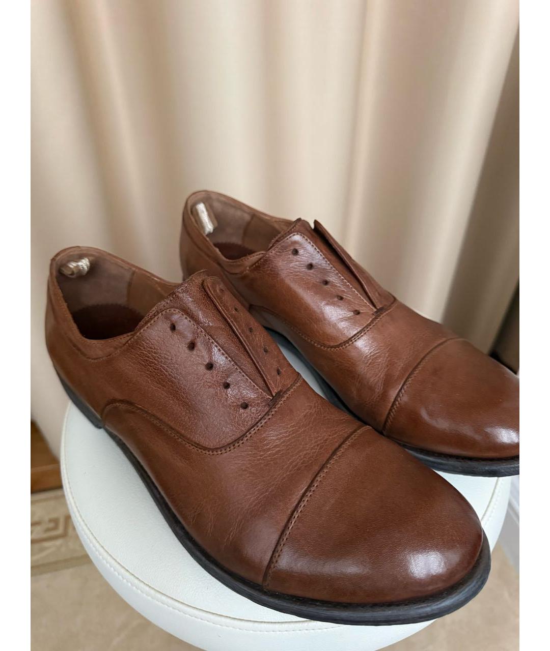 OFFICINE CREATIVE Коричневые кожаные низкие ботинки, фото 5