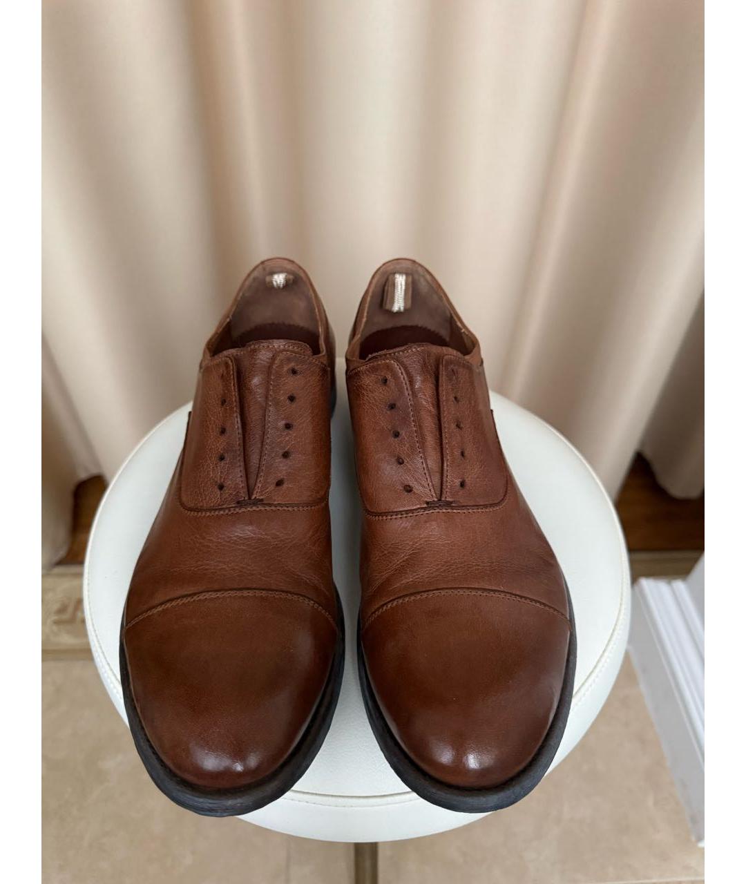 OFFICINE CREATIVE Коричневые кожаные низкие ботинки, фото 2