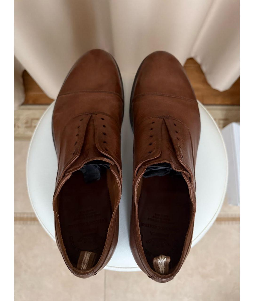 OFFICINE CREATIVE Коричневые кожаные низкие ботинки, фото 3