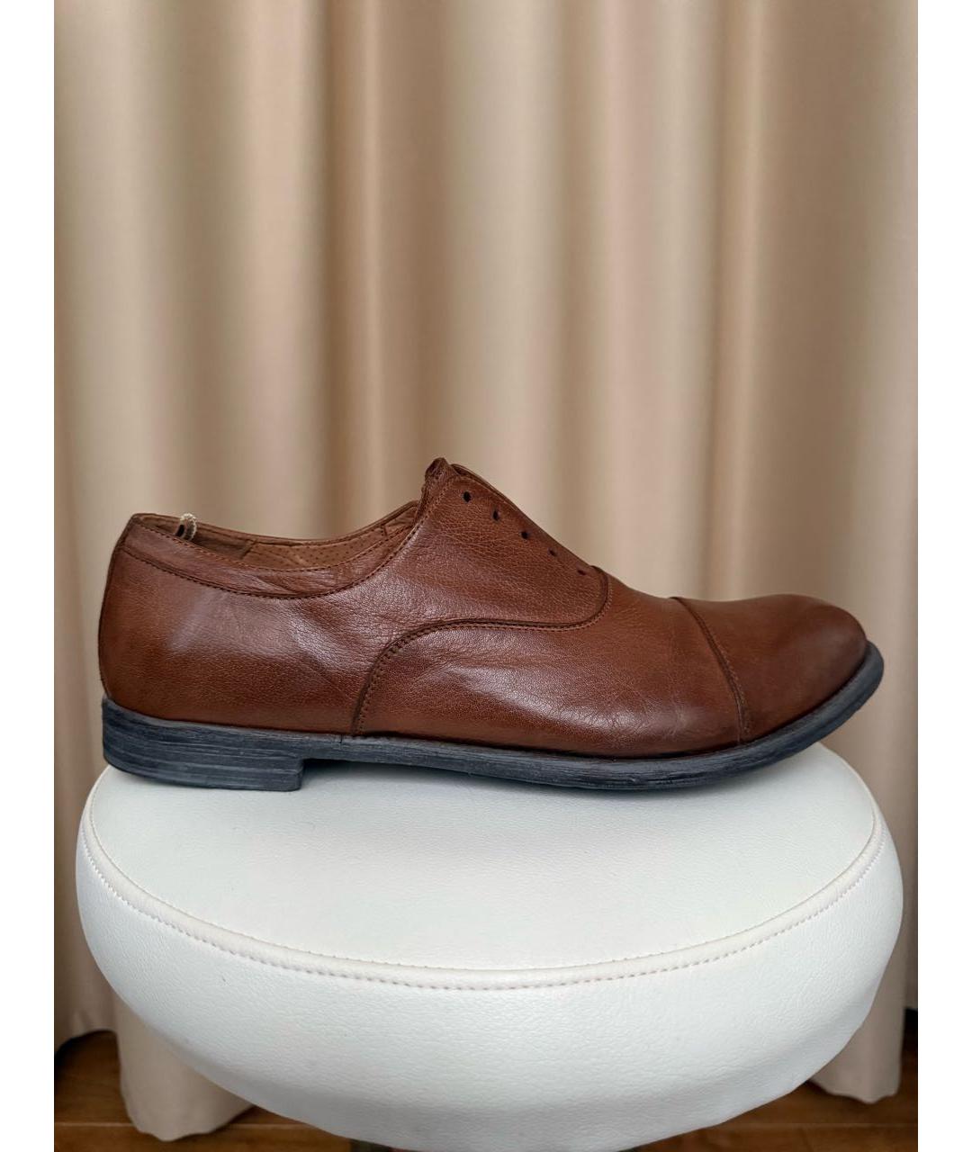 OFFICINE CREATIVE Коричневые кожаные низкие ботинки, фото 9