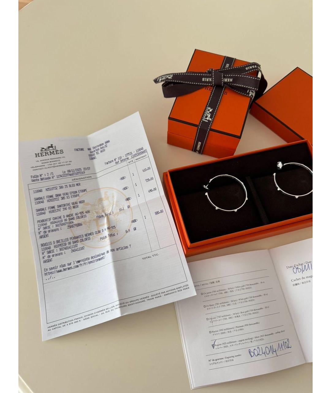 HERMES Серебряные серебряные серьги, фото 5