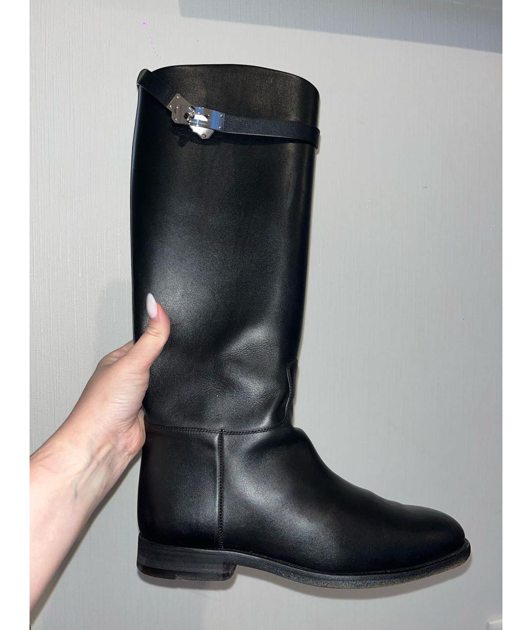 HERMES Черные кожаные сапоги, фото 2
