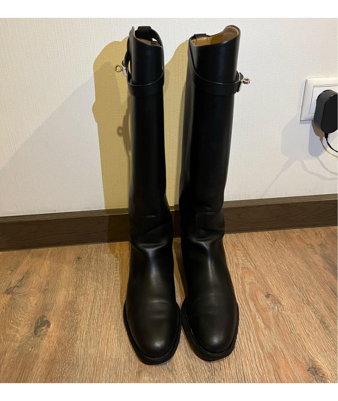 HERMES Черные кожаные сапоги, фото 3