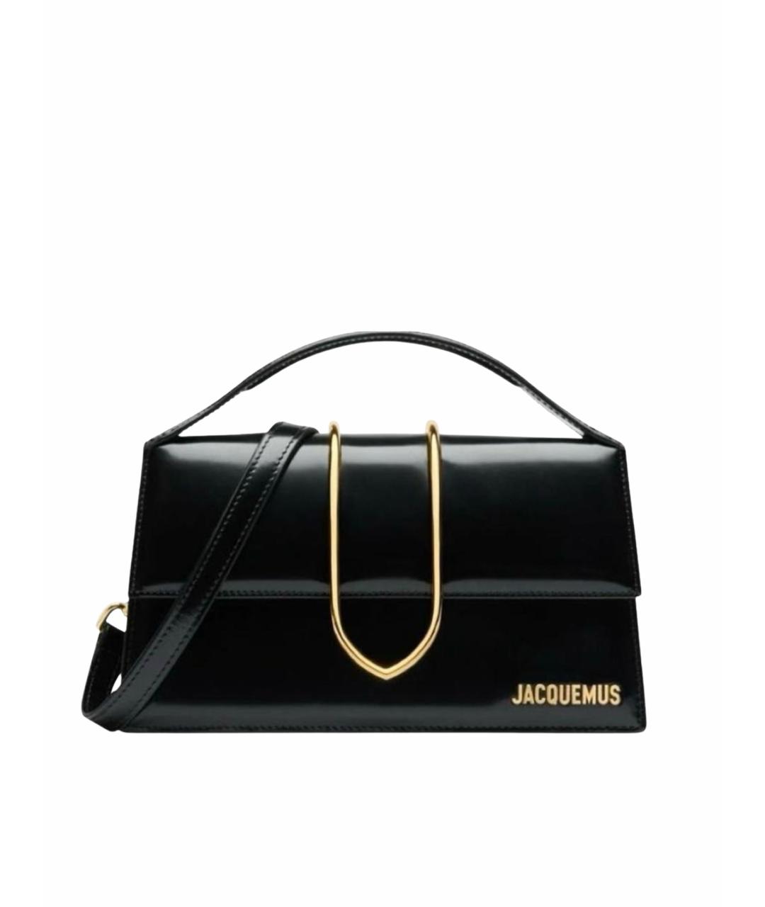JACQUEMUS Черная сумка через плечо из лакированной кожи, фото 1