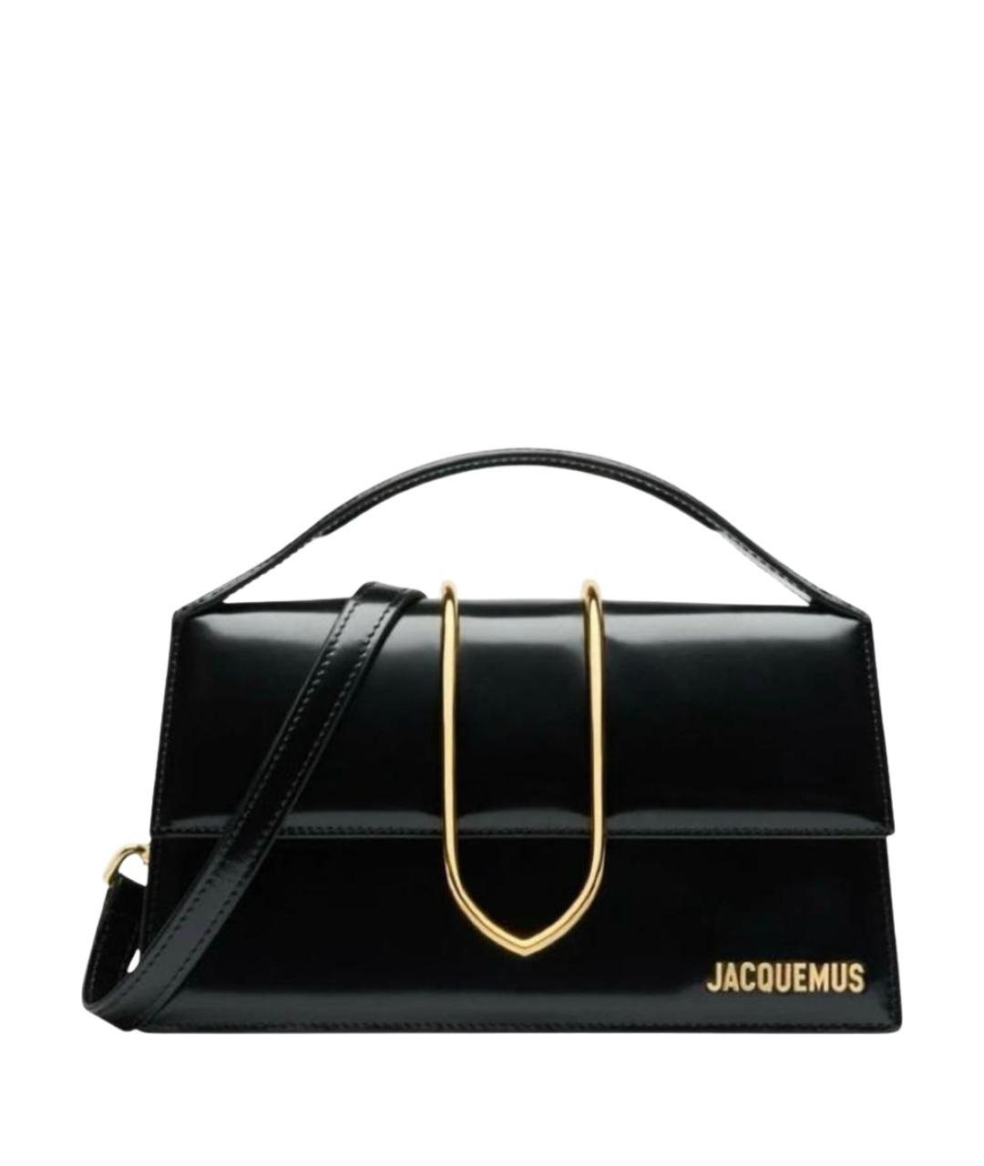 JACQUEMUS Черная сумка через плечо из лакированной кожи, фото 1