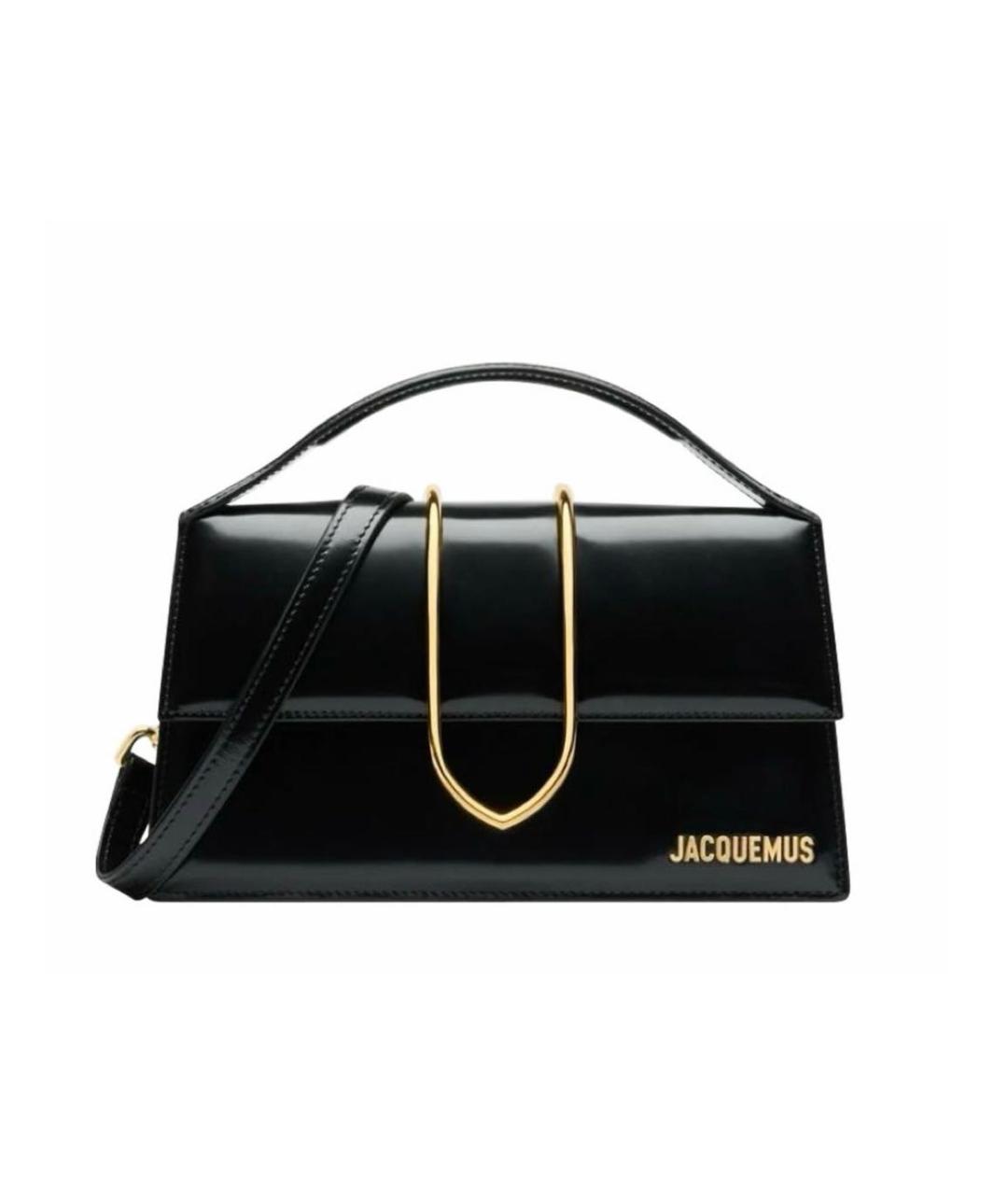 JACQUEMUS Черная сумка через плечо из лакированной кожи, фото 9