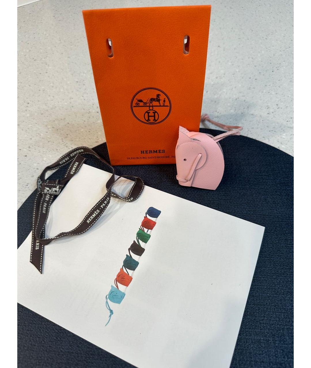 HERMES Розовый брелок, фото 5