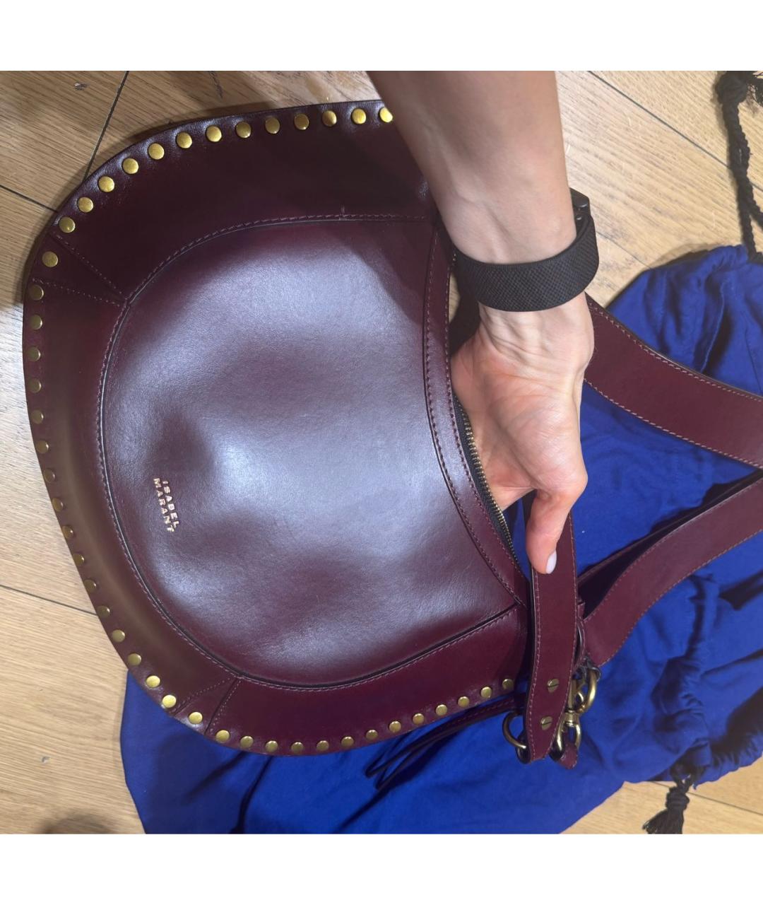 ISABEL MARANT Бордовая кожаная сумка через плечо, фото 4