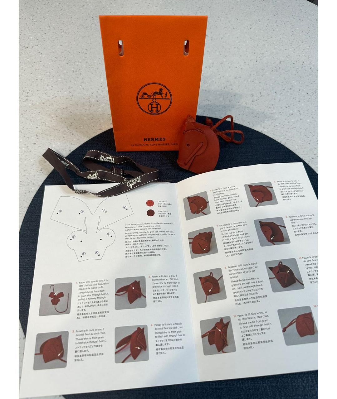 HERMES Красный брелок, фото 5