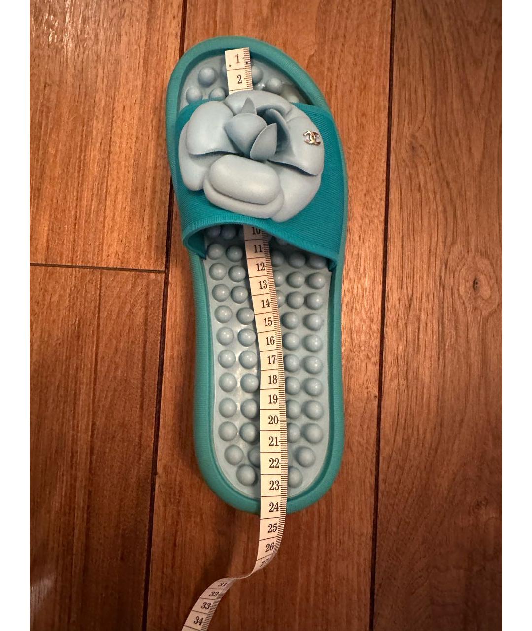 CHANEL Бирюзовые шлепанцы, фото 4