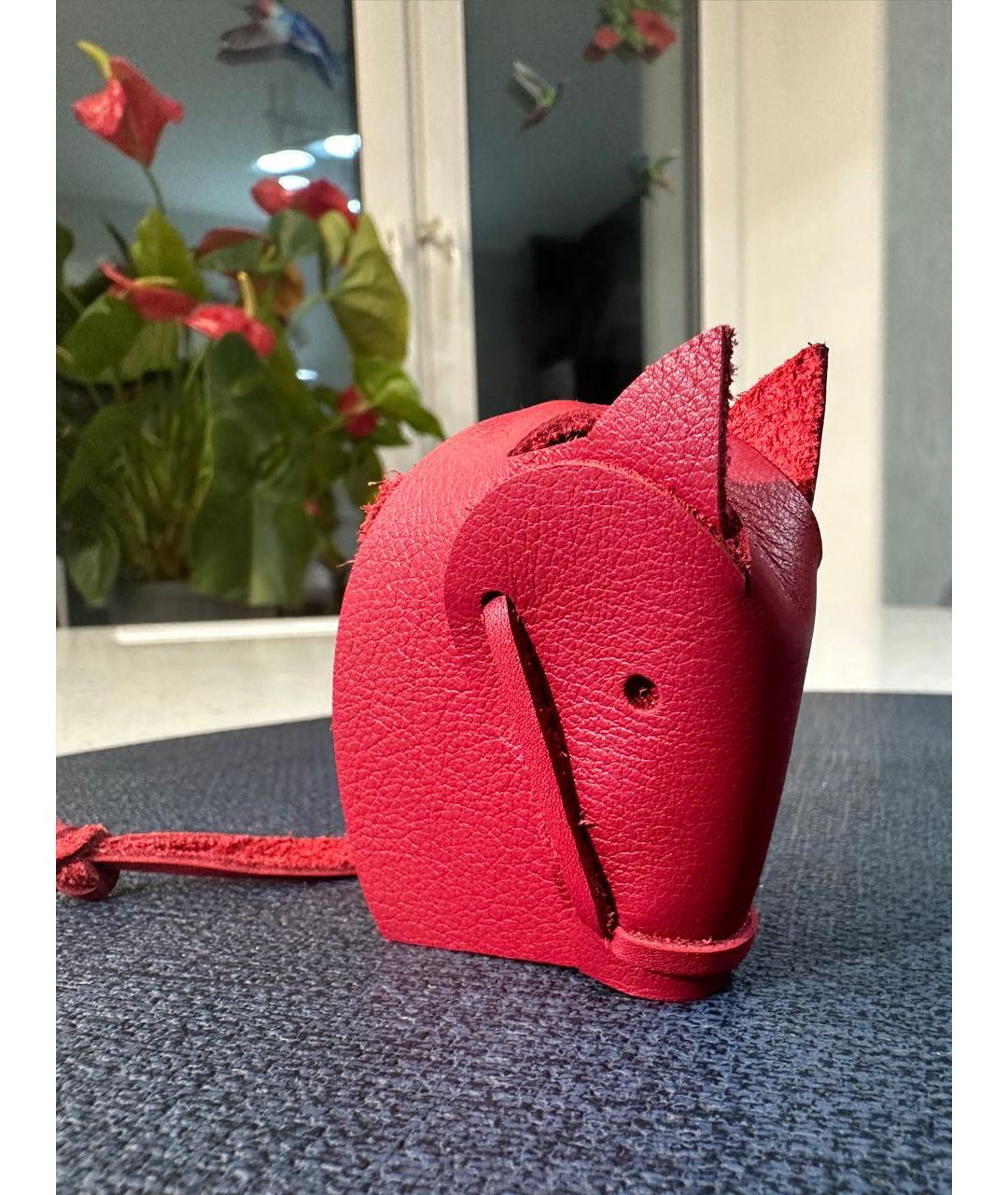 HERMES Бордовый брелок, фото 2