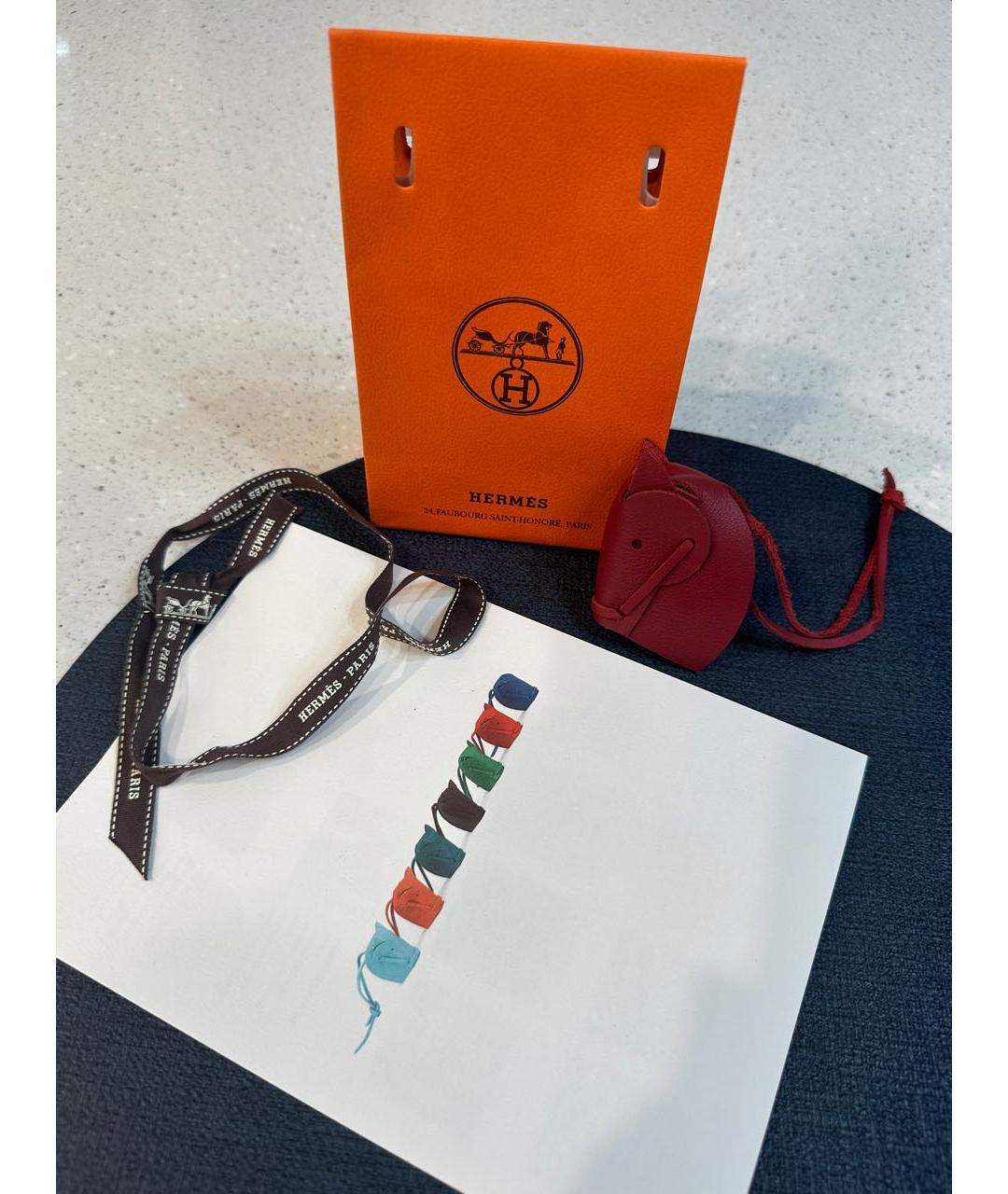 HERMES Бордовый брелок, фото 5