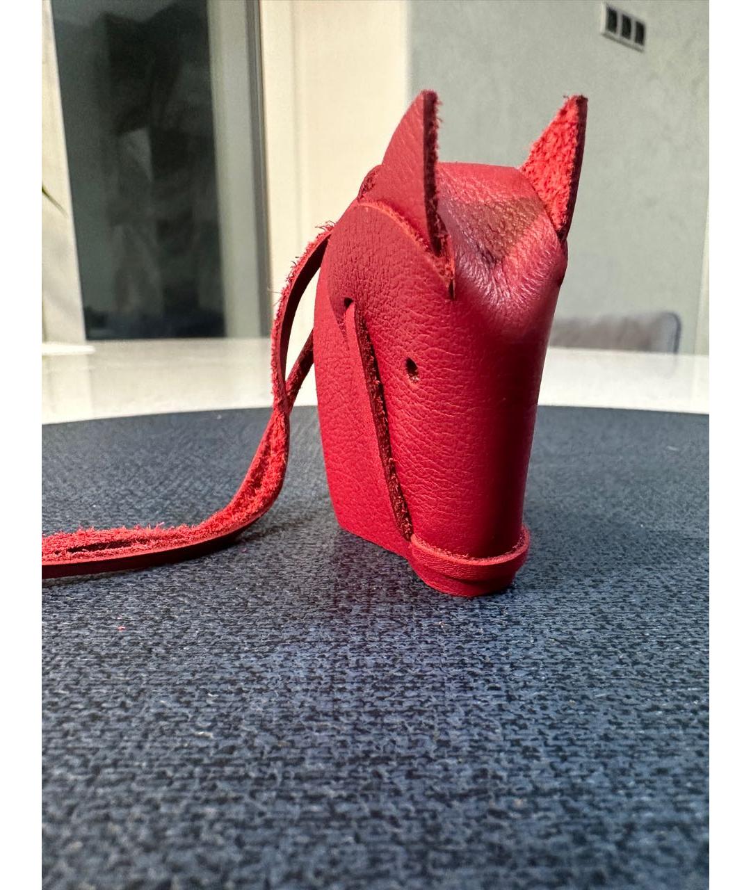 HERMES Бордовый брелок, фото 3