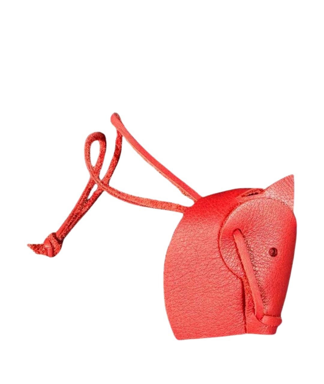 HERMES Бордовый брелок, фото 1