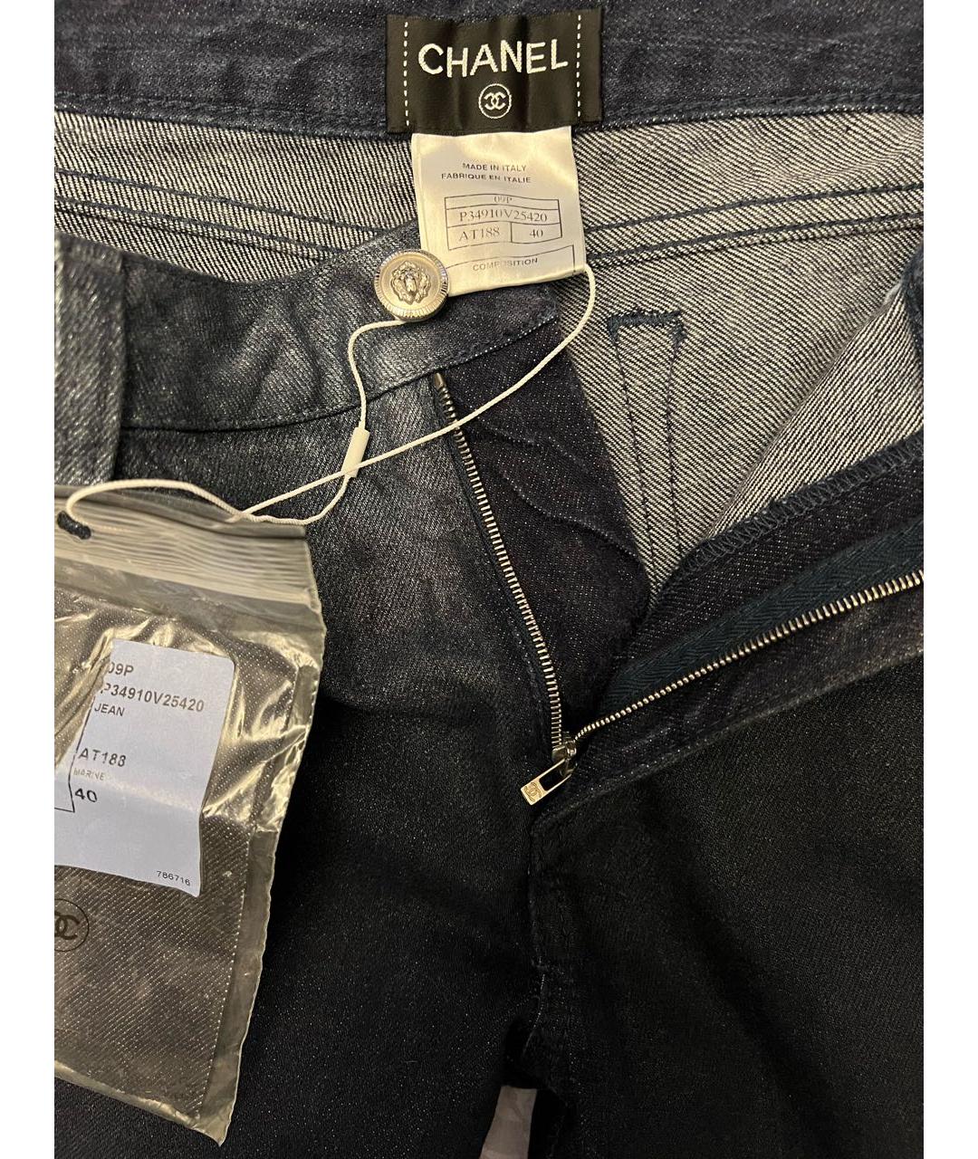 CHANEL Синие хлопковые прямые джинсы, фото 3