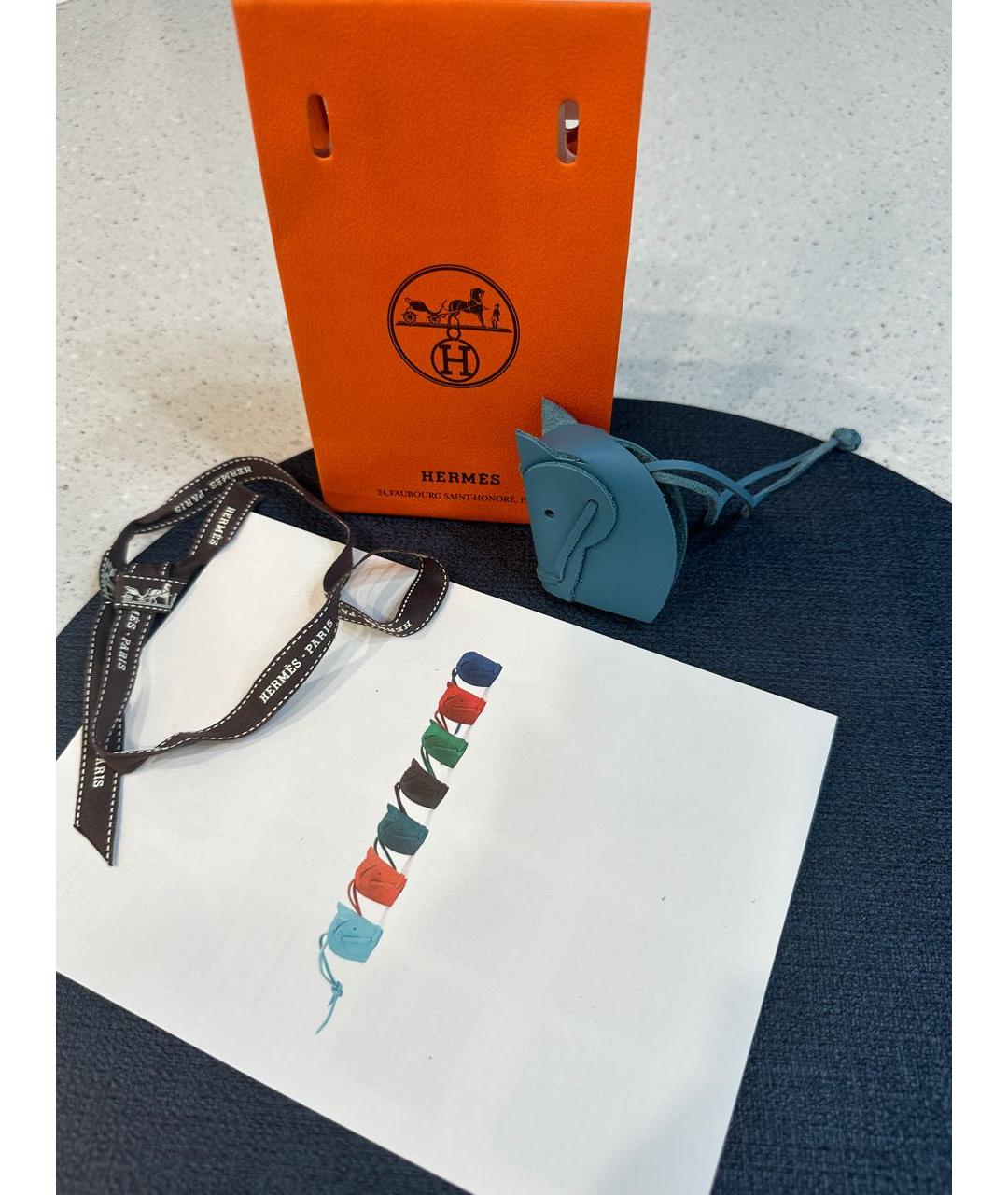 HERMES Голубой брелок, фото 6