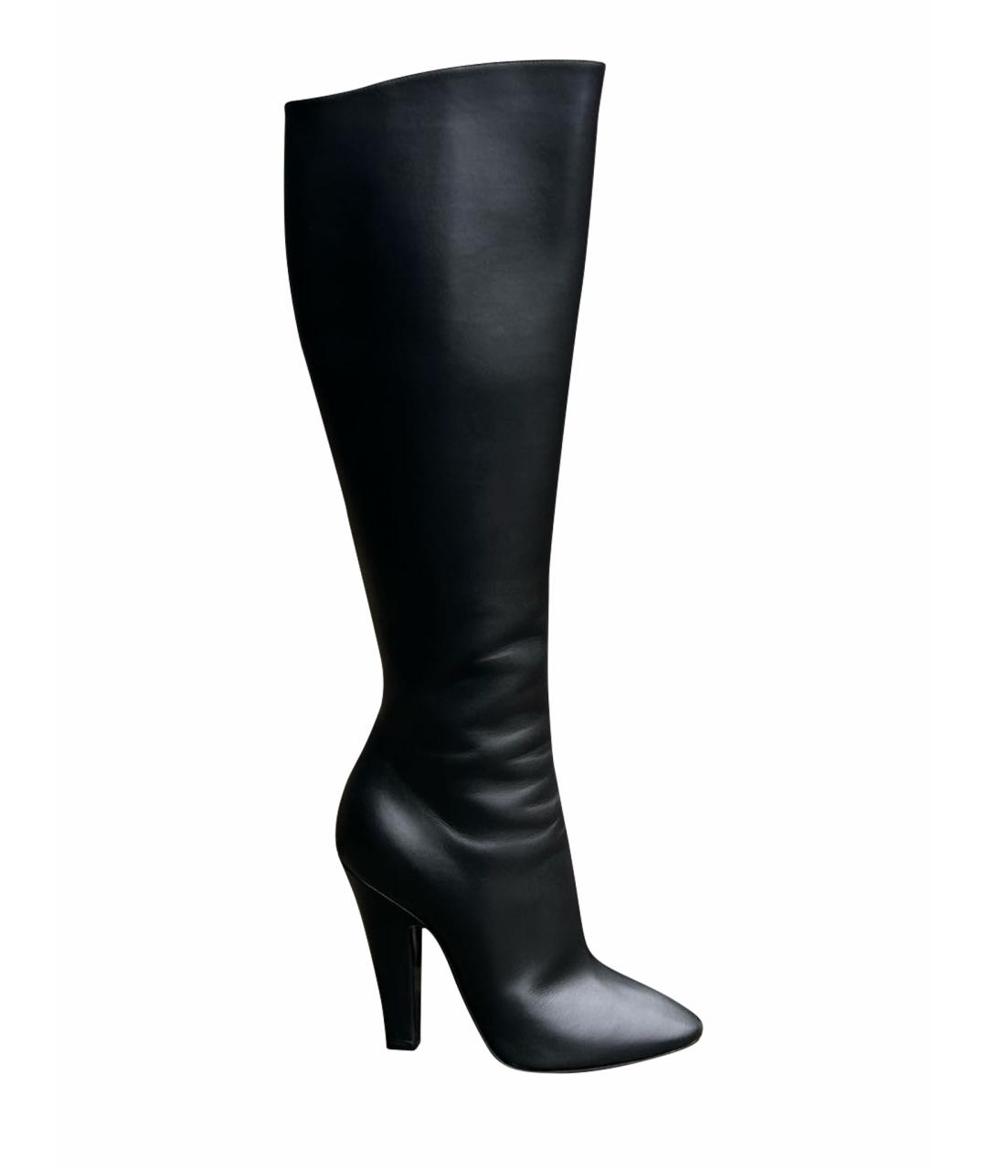 SAINT LAURENT Черные кожаные сапоги, фото 1