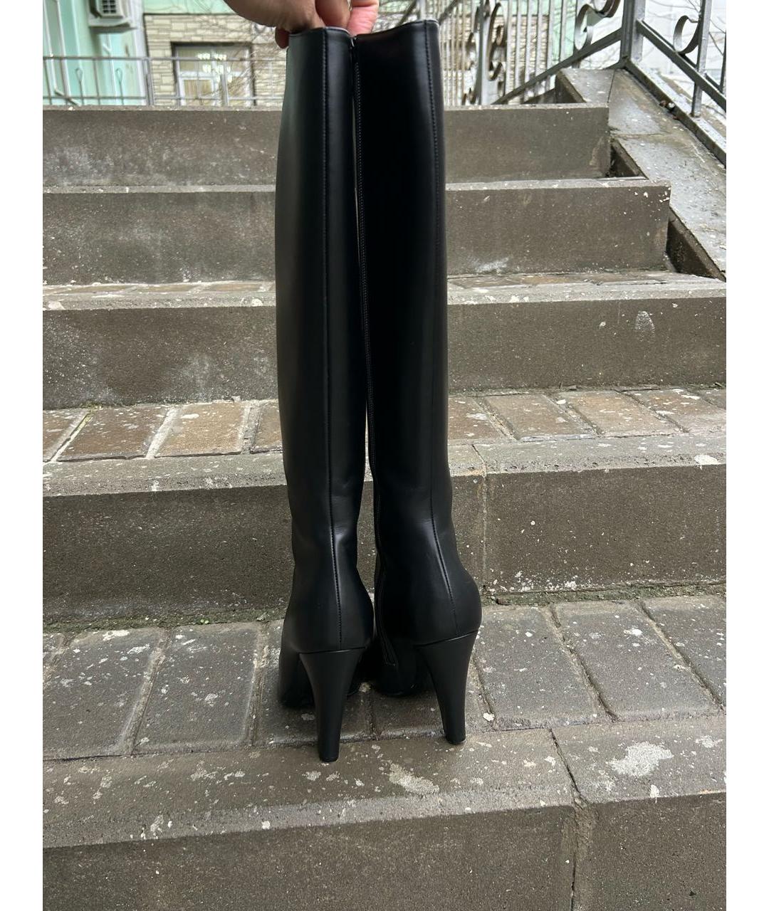 SAINT LAURENT Черные кожаные сапоги, фото 3