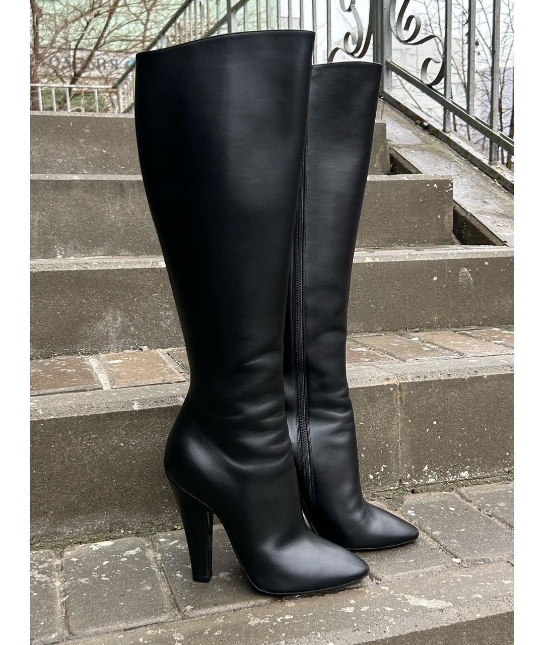 SAINT LAURENT Черные кожаные сапоги, фото 9