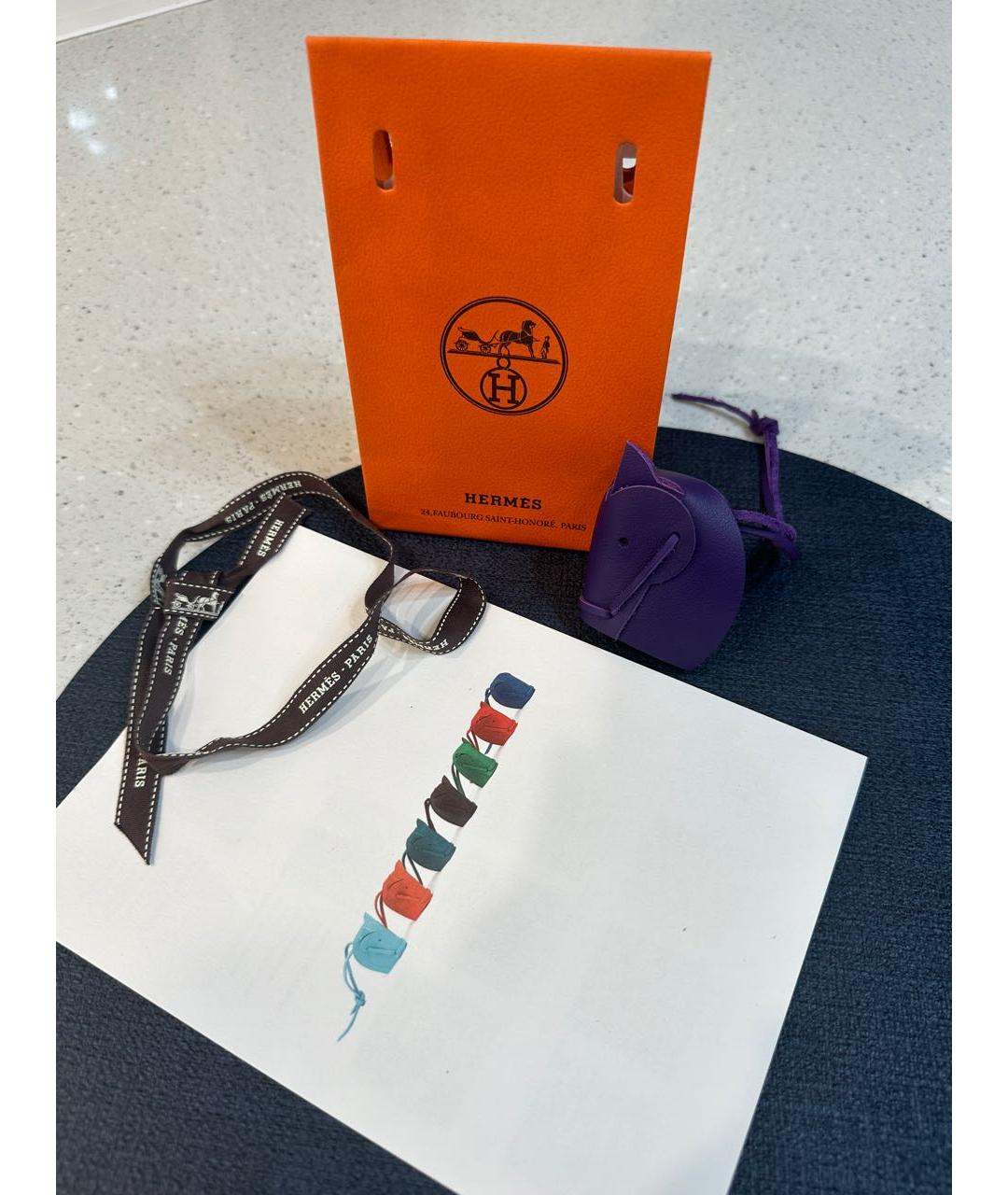 HERMES Фиолетовый брелок, фото 6