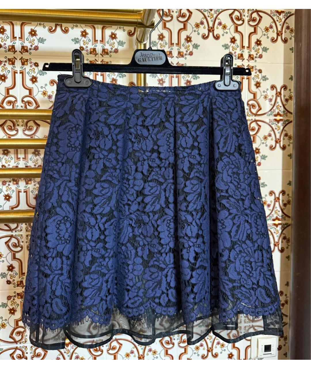 MSGM Темно-синяя хлопковая юбка мини, фото 6