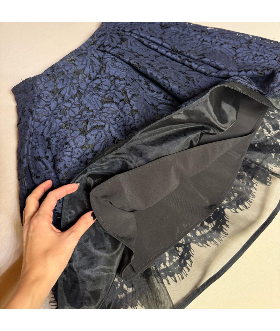 MSGM Темно-синяя хлопковая юбка мини, фото 5