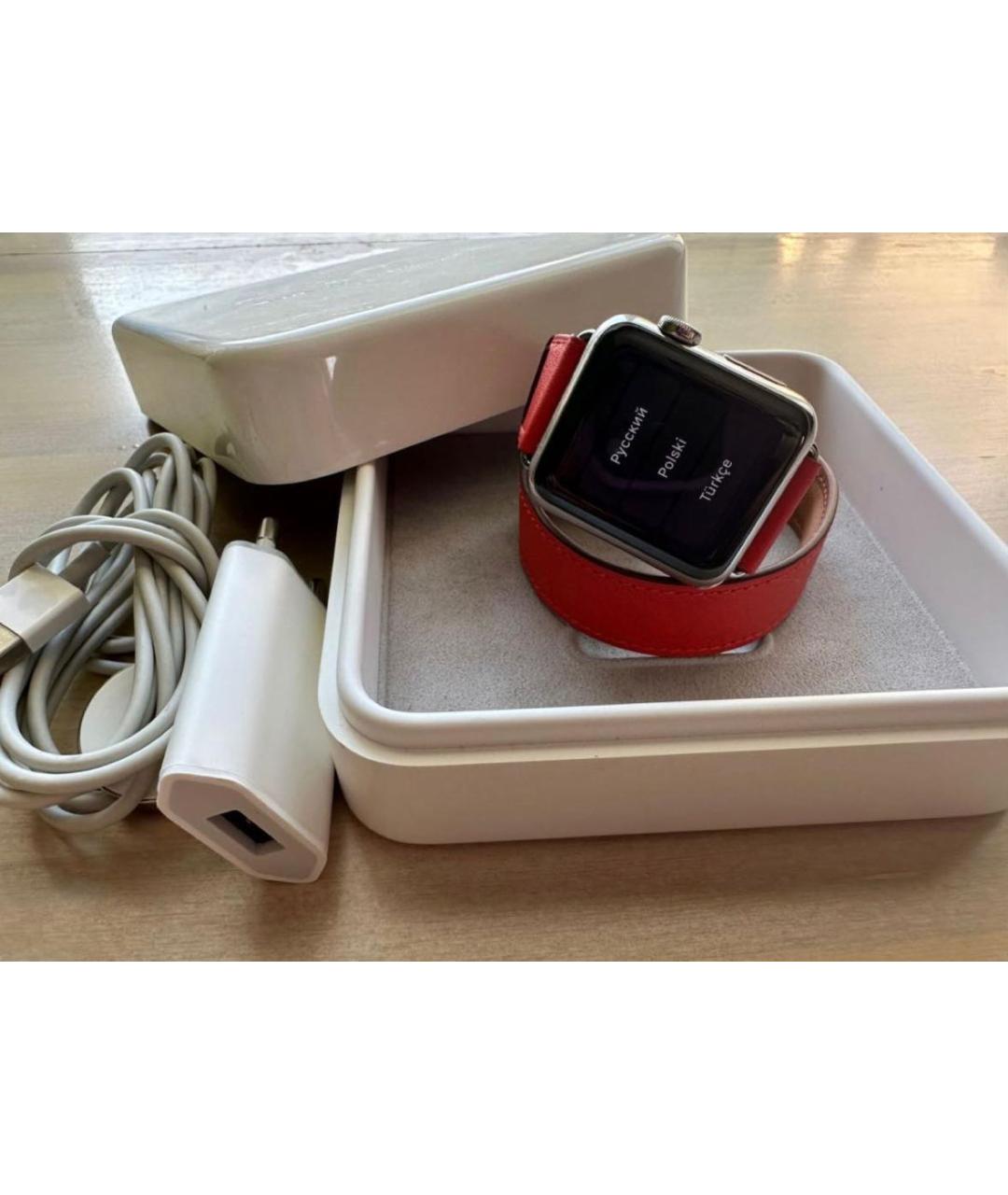 HERMES Красные кожаные часы, фото 2