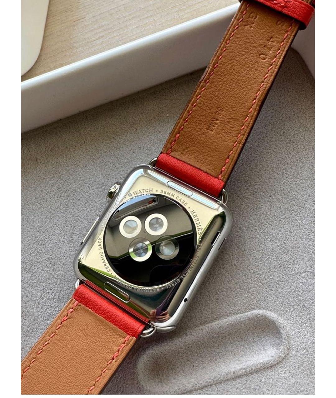 HERMES Красные кожаные часы, фото 7