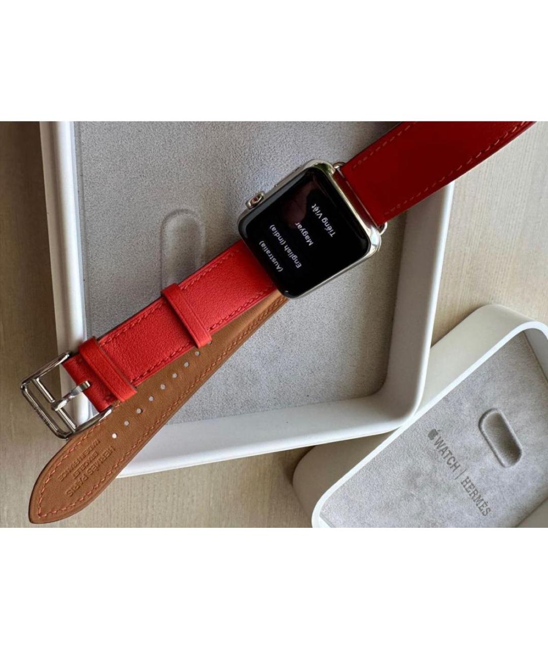 HERMES Красные кожаные часы, фото 5