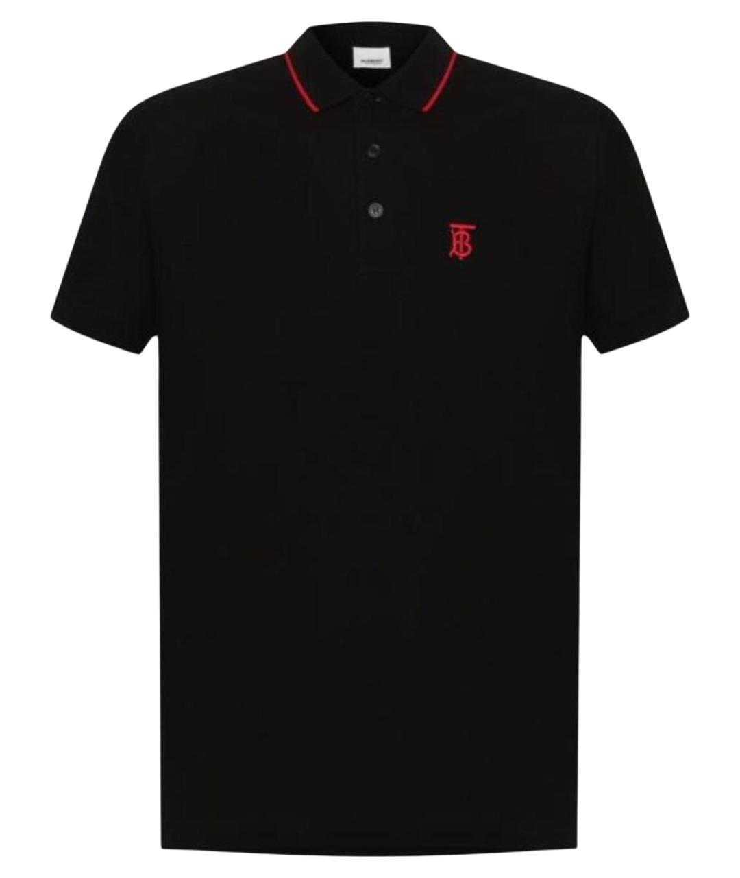 BURBERRY Черное хлопковое поло с коротким рукавом, фото 1