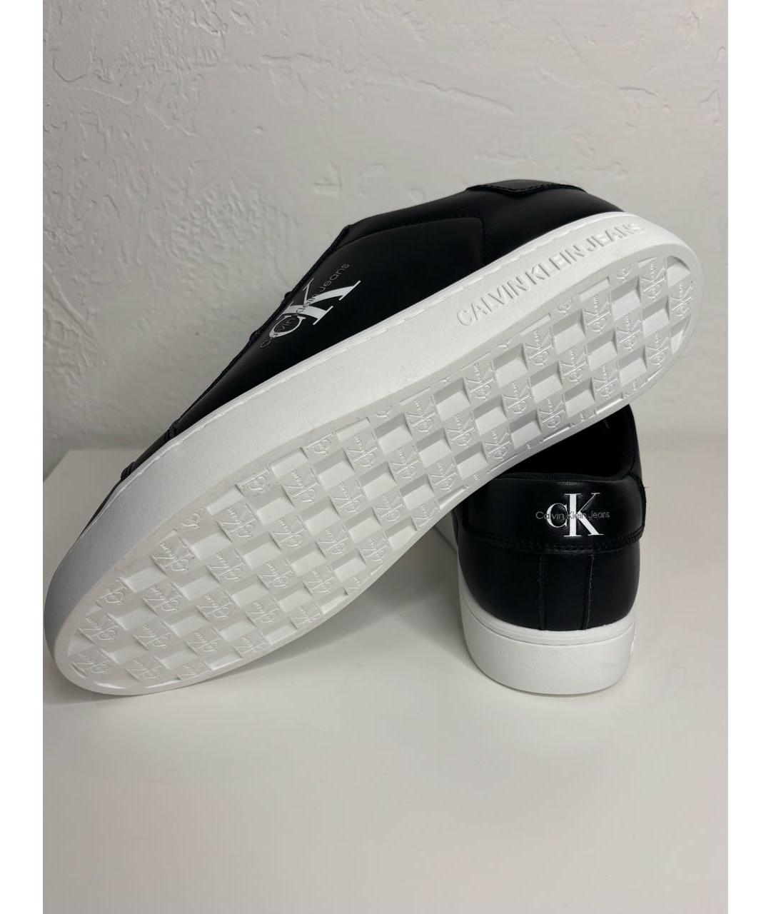 CALVIN KLEIN Черные кожаные низкие кроссовки / кеды, фото 7