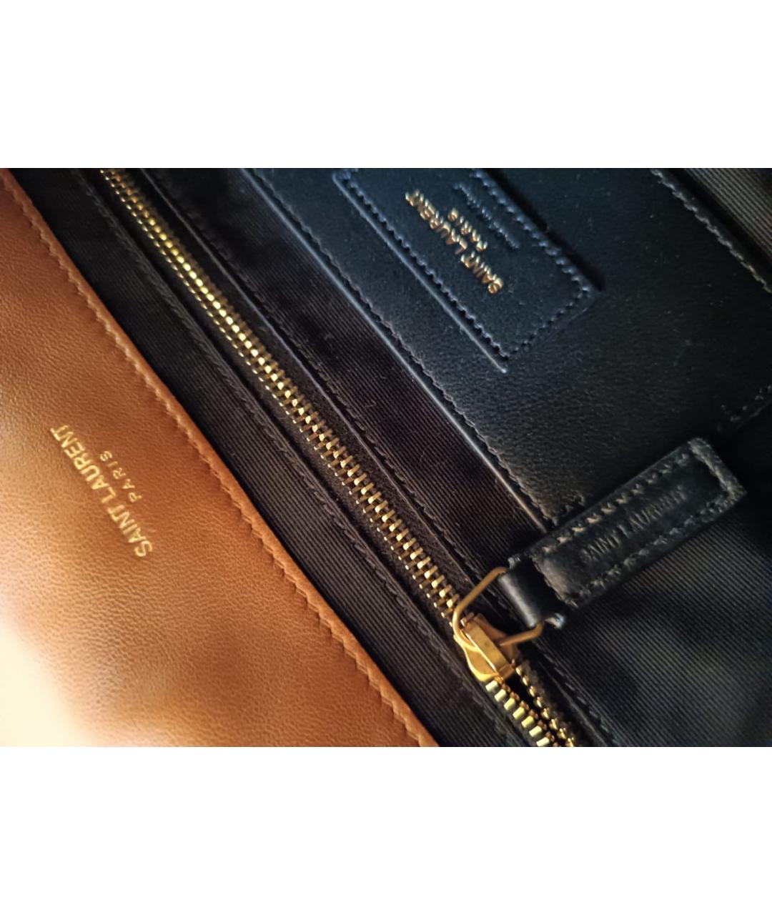 SAINT LAURENT Коричневая кожаная сумка через плечо, фото 4