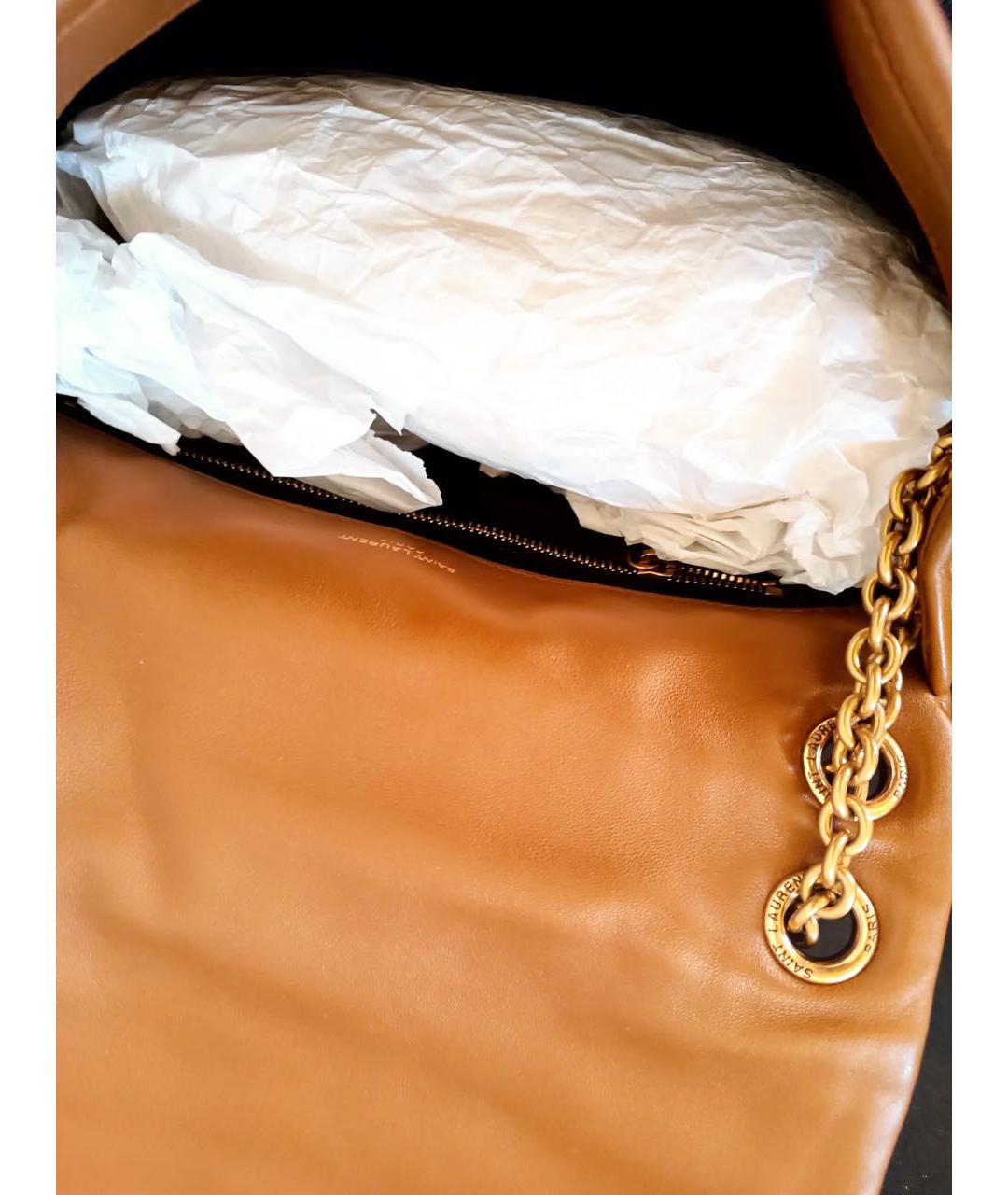 SAINT LAURENT Коричневая кожаная сумка через плечо, фото 5