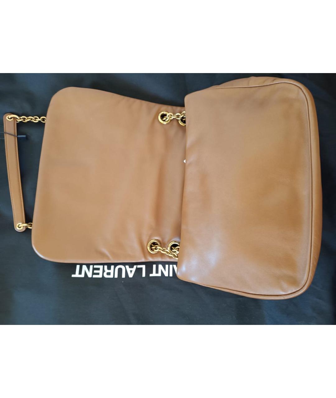 SAINT LAURENT Коричневая кожаная сумка через плечо, фото 3