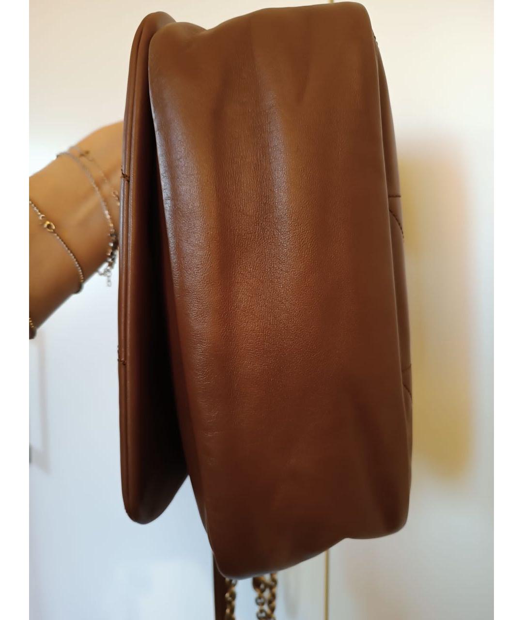 SAINT LAURENT Коричневая кожаная сумка через плечо, фото 7
