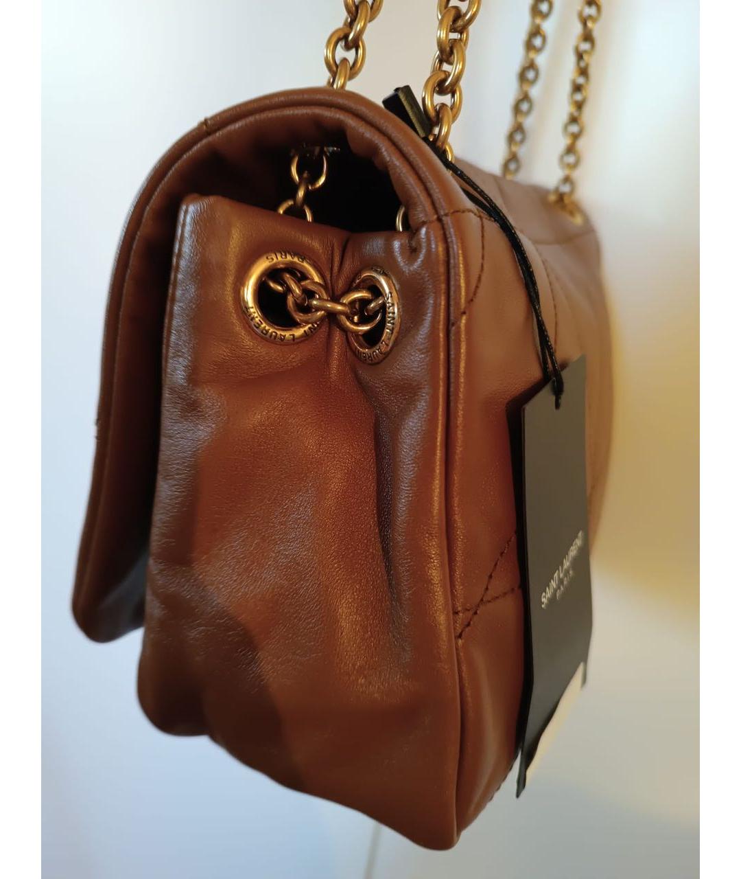 SAINT LAURENT Коричневая кожаная сумка через плечо, фото 6