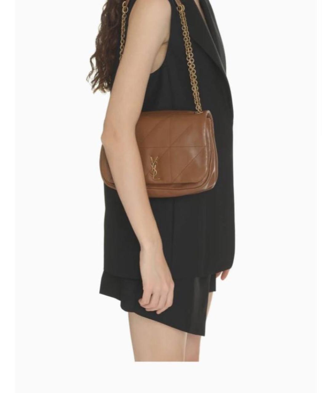SAINT LAURENT Коричневая кожаная сумка через плечо, фото 8