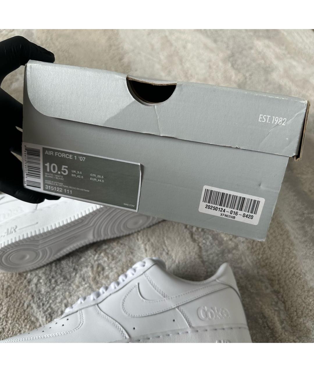 NIKE Белые низкие кроссовки / кеды из искусственной кожи, фото 5