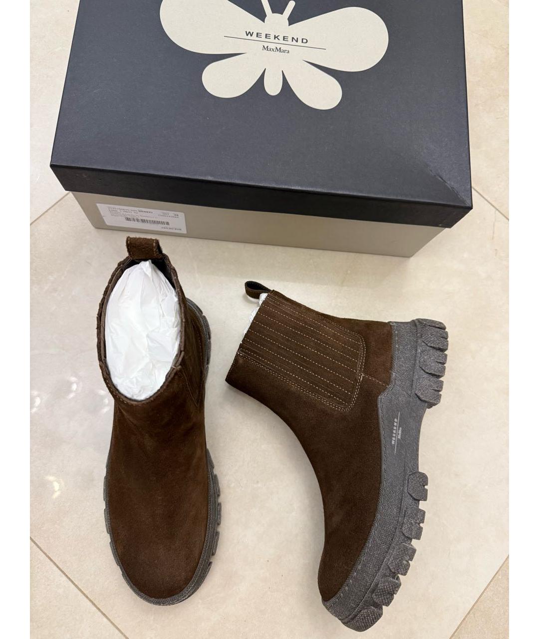 WEEKEND MAX MARA Коричневые замшевые ботинки, фото 5