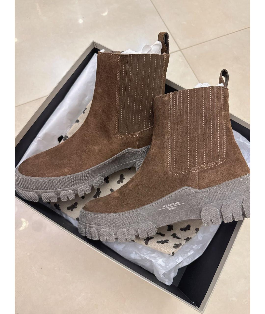 WEEKEND MAX MARA Коричневые замшевые ботинки, фото 2